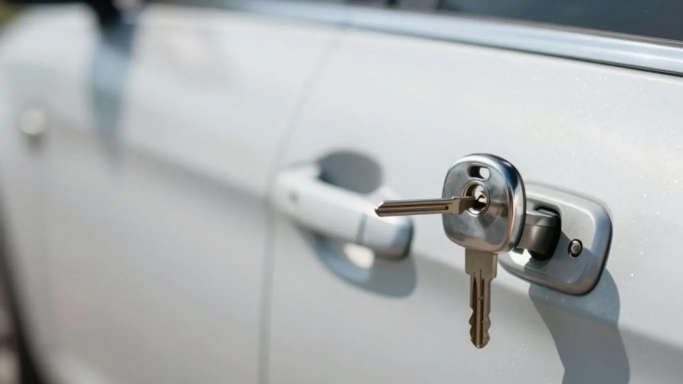 Car key unlocking a car door in Pearl City.