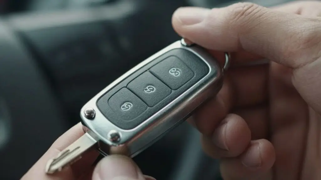 Hand holding a car key, urgent replacement service
