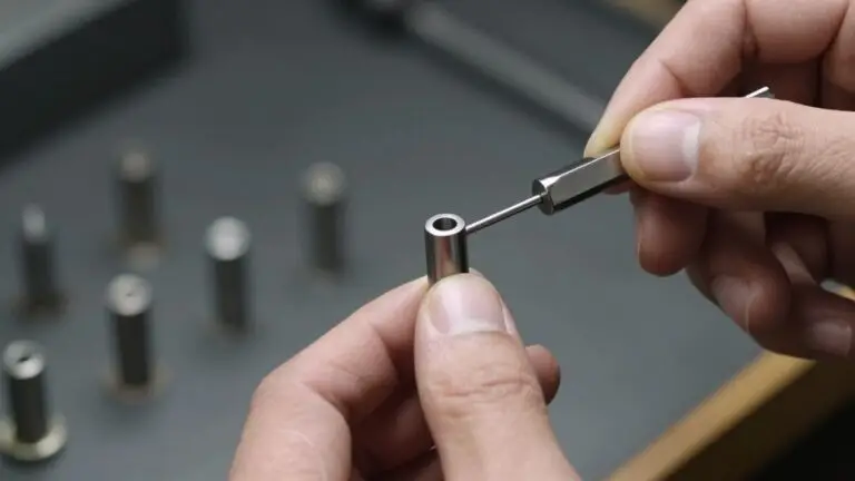 Locksmith working on a lock with tools.