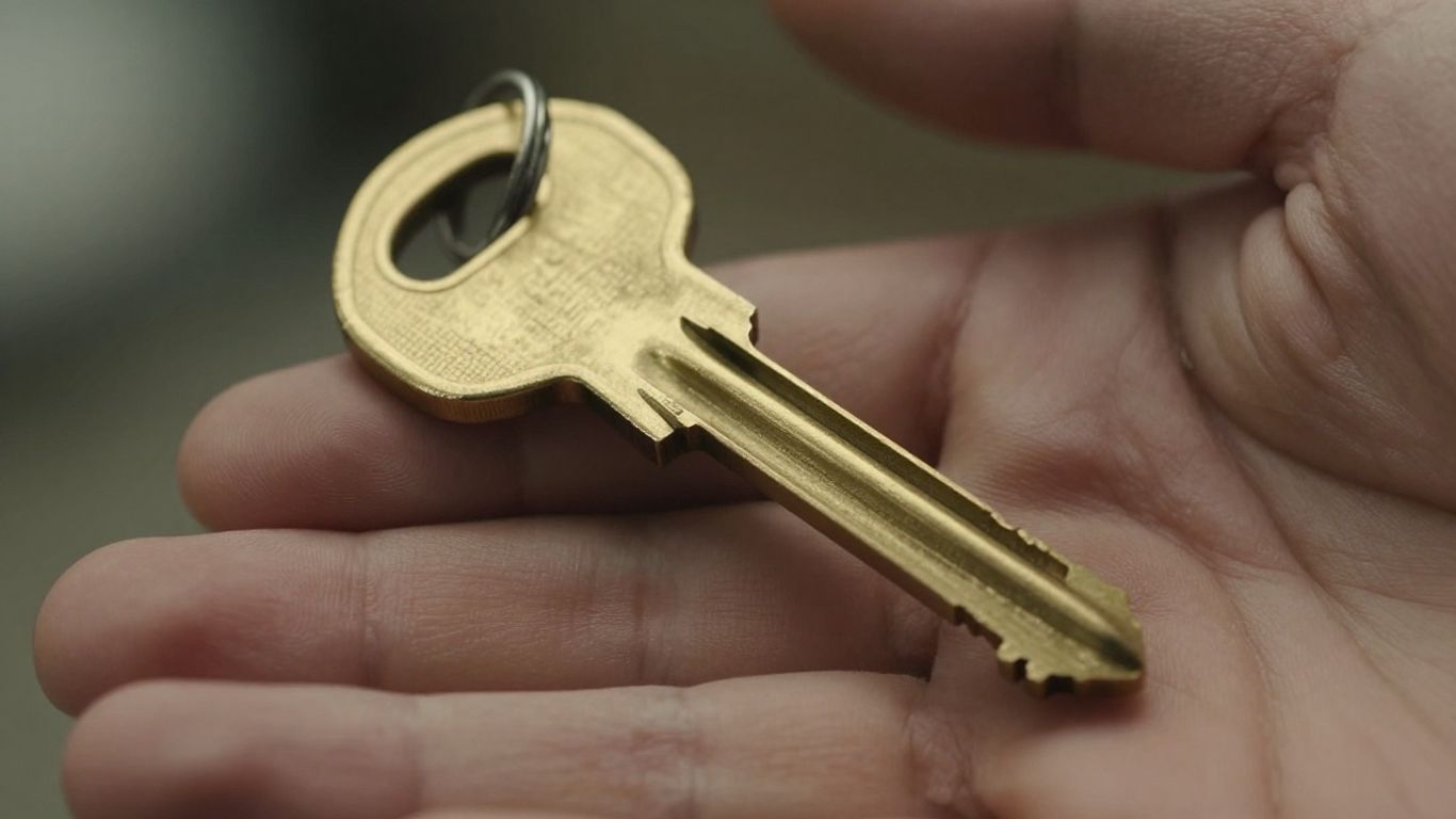 Hand holding a shiny brass key for copying.